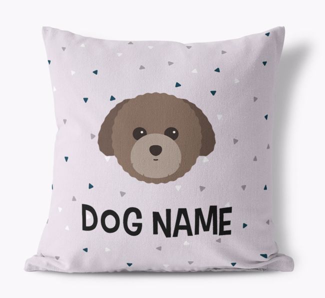 Triangle Pattern with {dogsName}'s Icon: Personalised Canvas Cushion